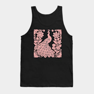 Pink block print of an american peacock Tank Top